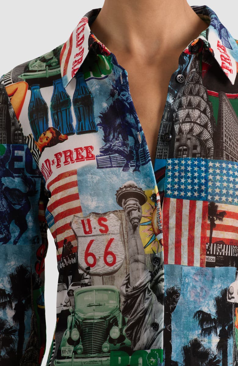 Alice + Olivia Jade Mesh Shirt, Alternate, color, Open Road