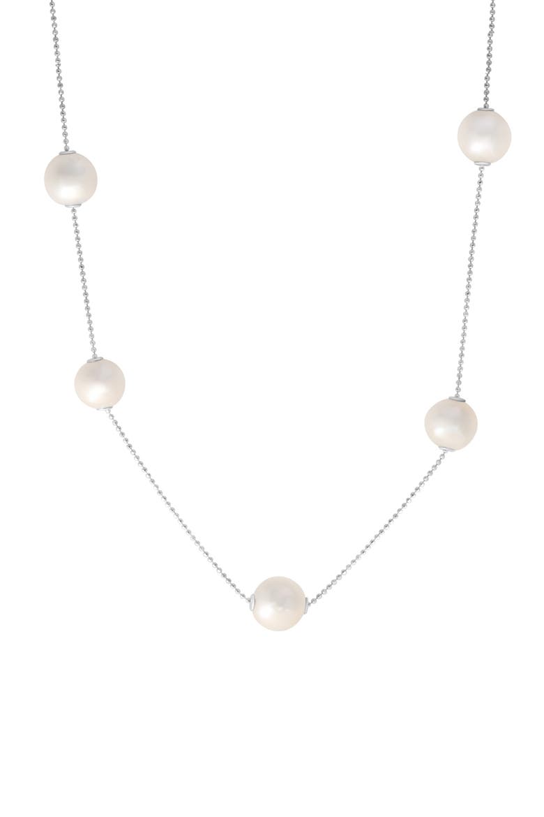 Sterling Silver & 11-12mm Freshwater Pearl Necklace, Main, color, WHITE