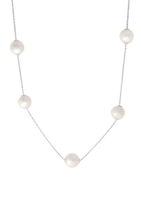 Sterling Silver & 11-12mm Freshwater Pearl Necklace