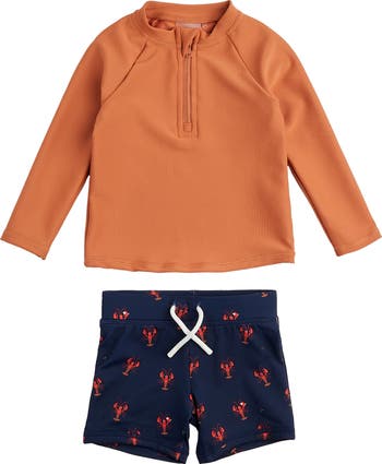 Petit Lem L/S Rashguard 2pc Set - Submarine Blue main image 0