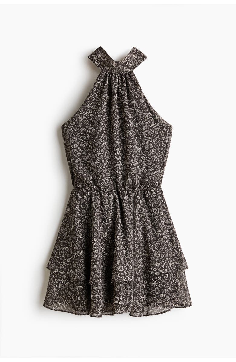 H&M Chiffon halterneck dress, Alternate, color, Dark Gray/Floral
