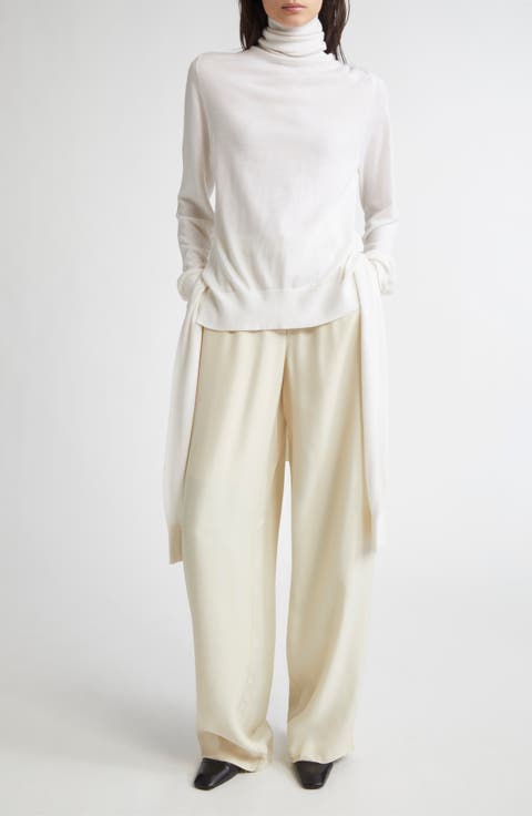 Double Sleeve Wool & Silk Turtleneck Sweater