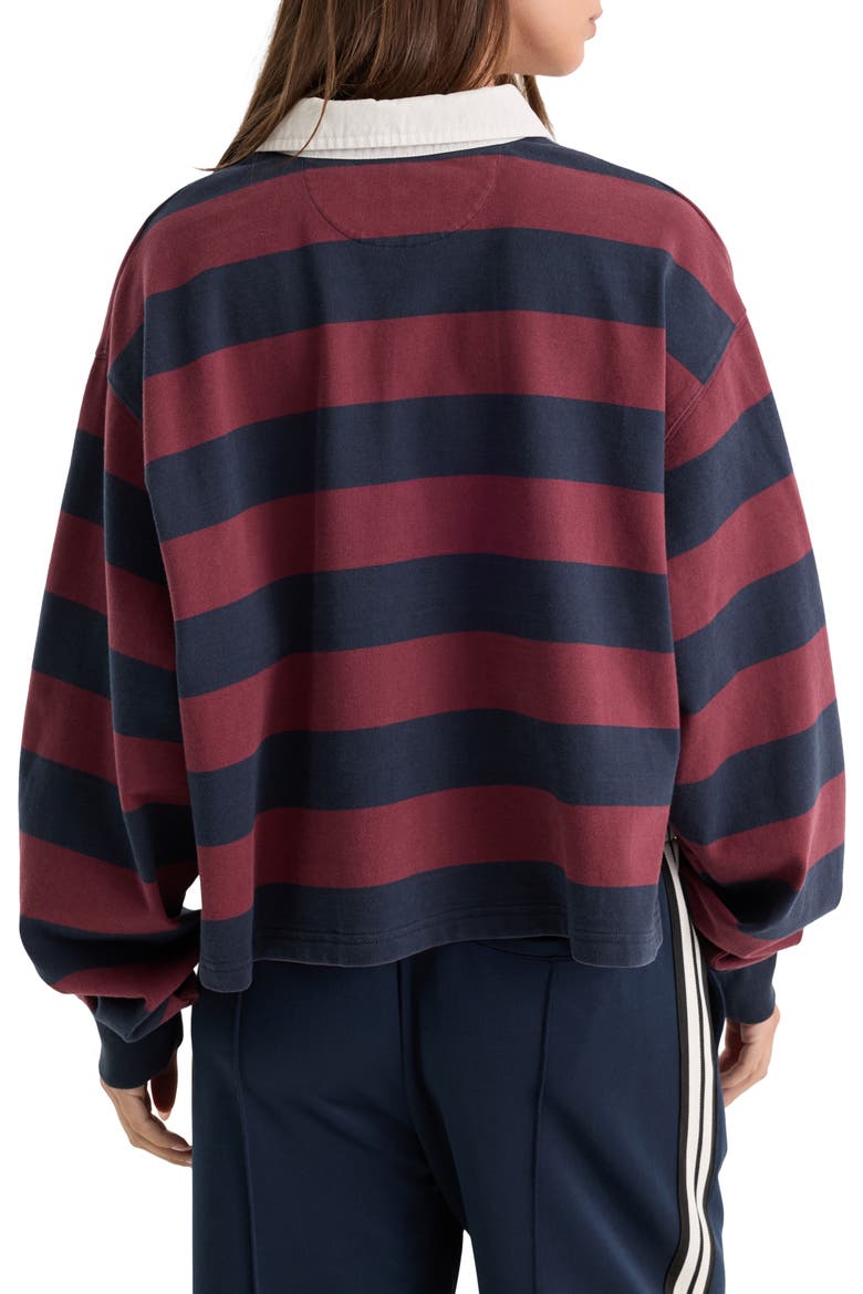 The Cropped Stripe Long Sleeve Rugby Shirt, Alternate, color, NAVY BERRY NOIR BLOCK STRIPE