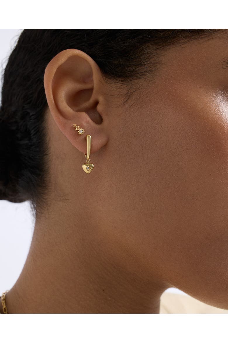 Gold Biography Heart Hoop Drop Earrings, Alternate, color, Gold