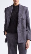 Eleventy Double Breasted Sequin Detail Alpaca Blend Blazer
