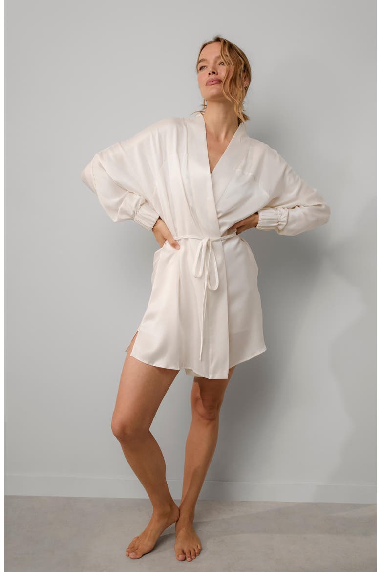 Washable Silk Robe, Alternate, color, Tranquil White