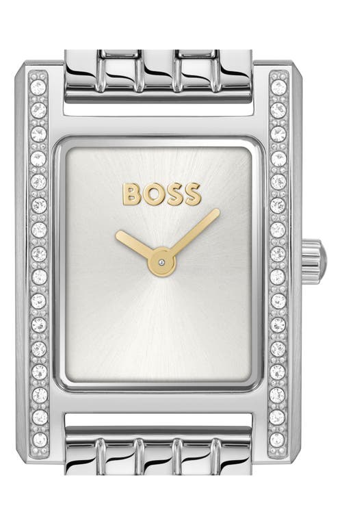 Hugo Boss Boss Lucy Precious Rectangular Watch, 18.5mm In Silver