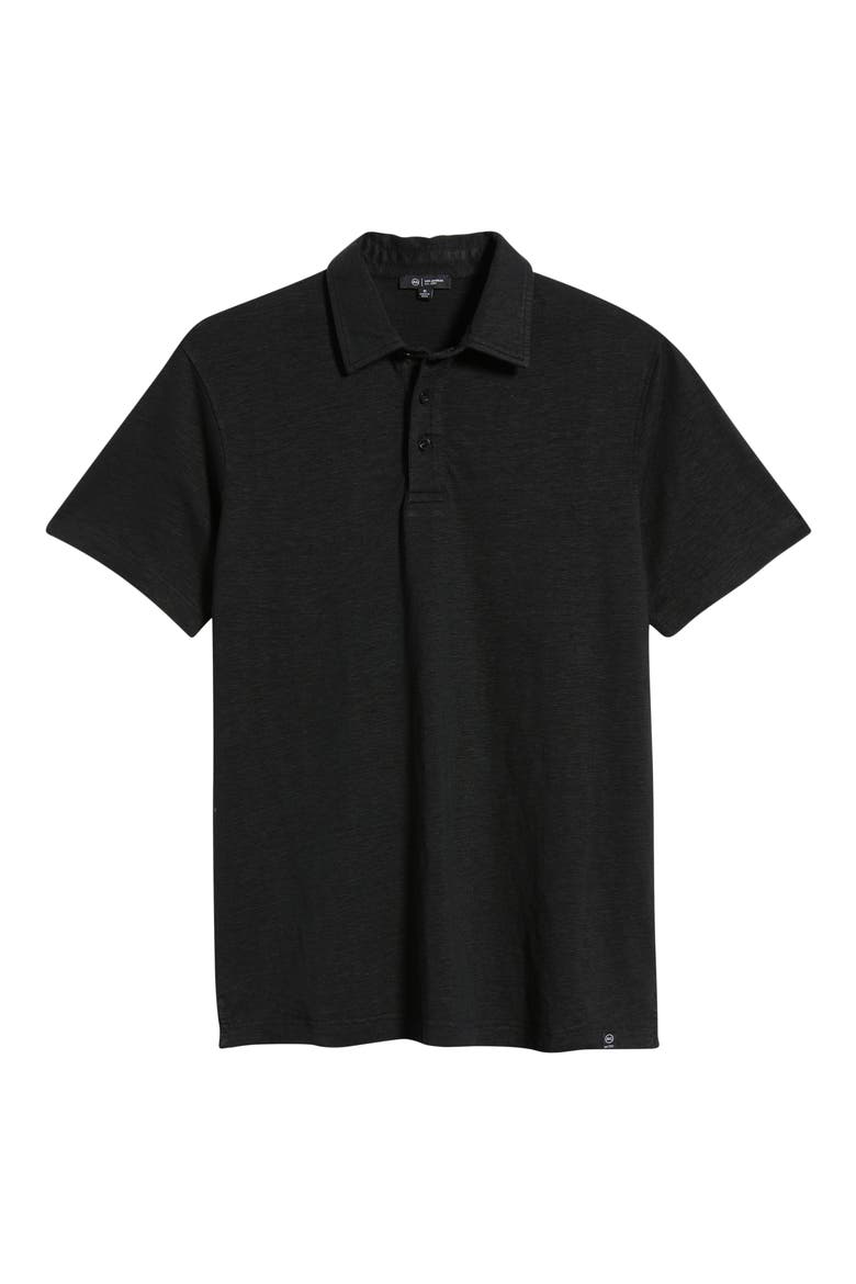 Bryce Classic Short Sleeve Stretch Linen Polo, Alternate, color, TRUE BLACK