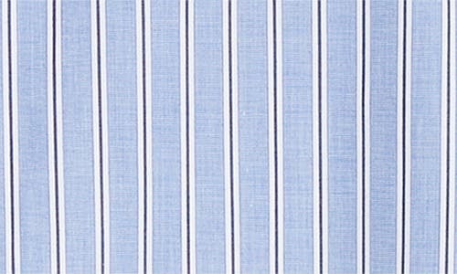 Sacai Mixed Media Poplin & Chiffon Top In Blue Stripe 458