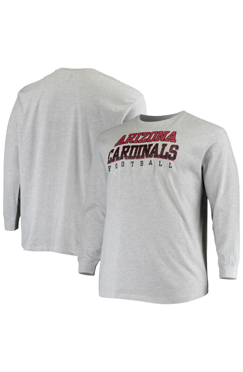 FANATICS Men's Fanatics Branded Heathered Gray Arizona Cardinals Big & Tall Practice Long Sleeve T-Shirt, Main, color,
