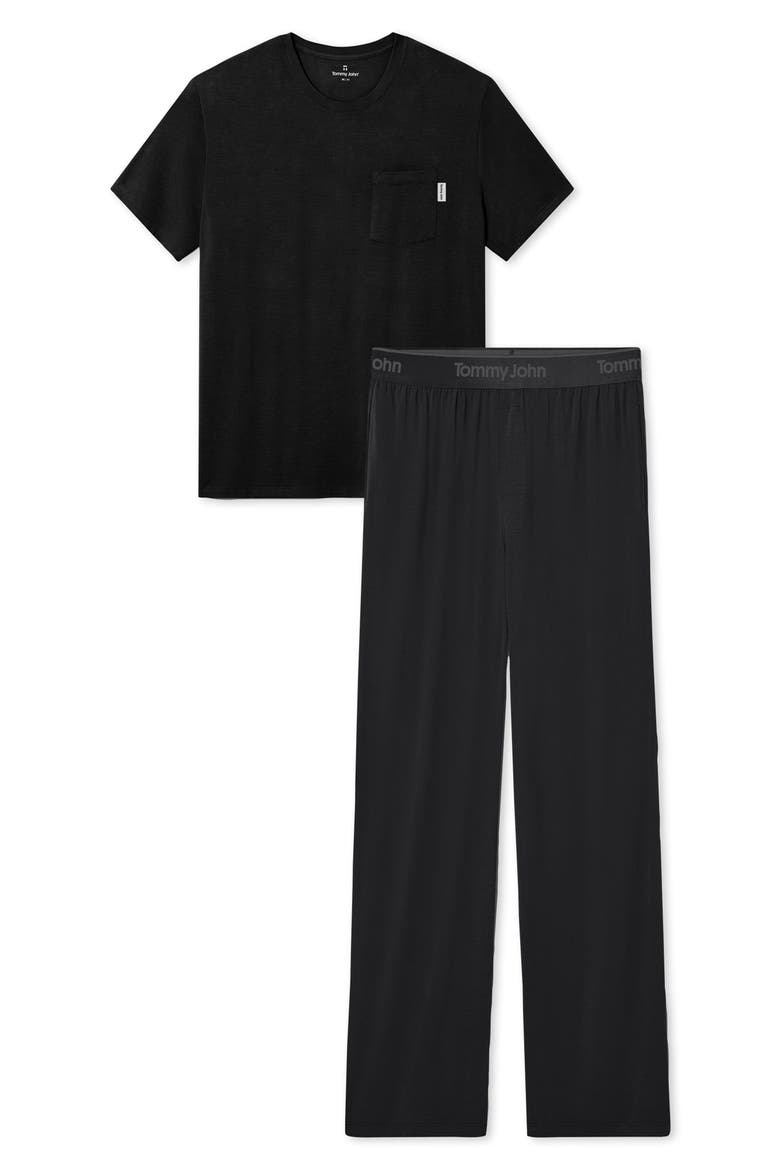 Second Skin Crewneck Pajama Top, Alternate, color, BLACK