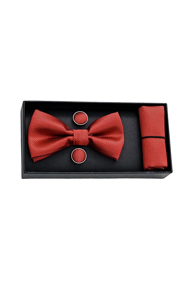 Crosshatch Bow Tie Set, Main, color, Orange Red