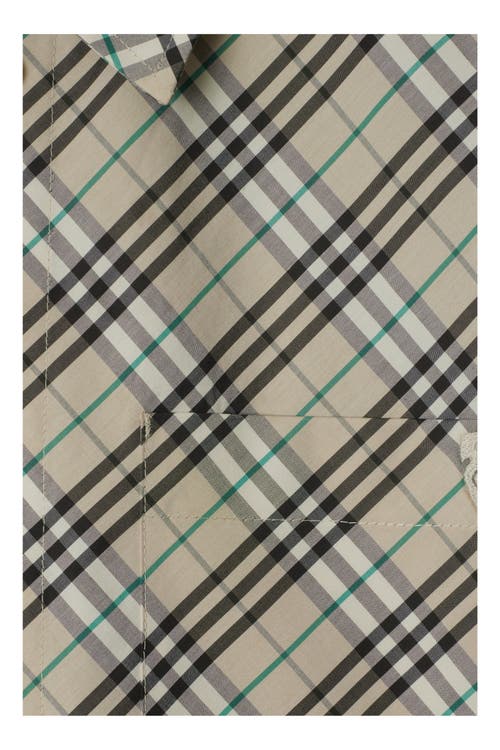 Burberry Check Short-sleeve Crop Button-down Shirt In Husk