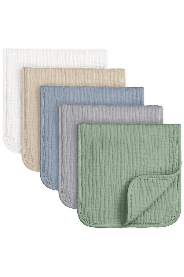 5-Pack Lyra Muslin Burp Cloths, Main, color, Slate