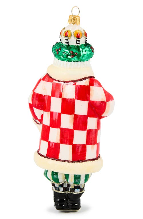 Mackenzie-childs Mackenzie Childs Check It Out Santa Lucia Glass Ornament In Multi