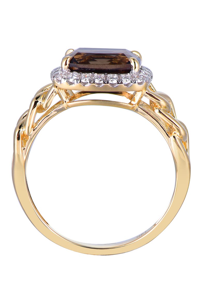 Smoky Quartz Ring with Diamonds, Alternate, color, Brown