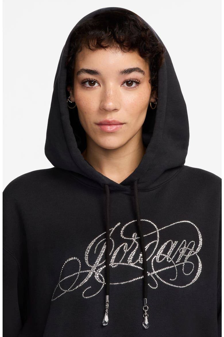 Flight Fleece Rhinestone Logo Hoodie, Alternate, color, BLACK