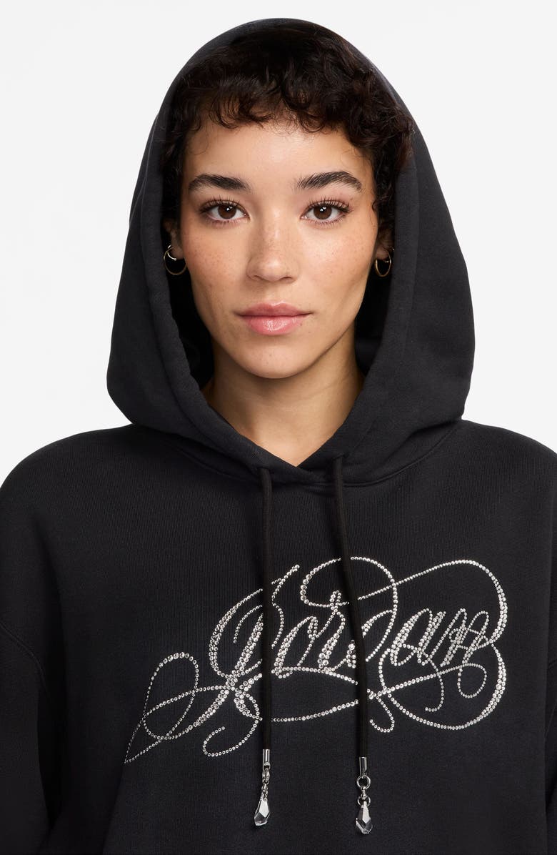 Jordan Flight Fleece Rhinestone Logo Hoodie, Alternate, color, Black