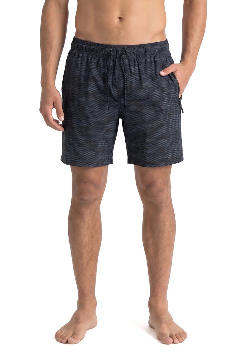 Ocean Motion Volley Swim Trunks, Main, color, BLACK COMBO