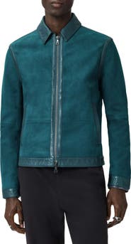 John Varvatos Jaxon Leather Trim Suede Jacket