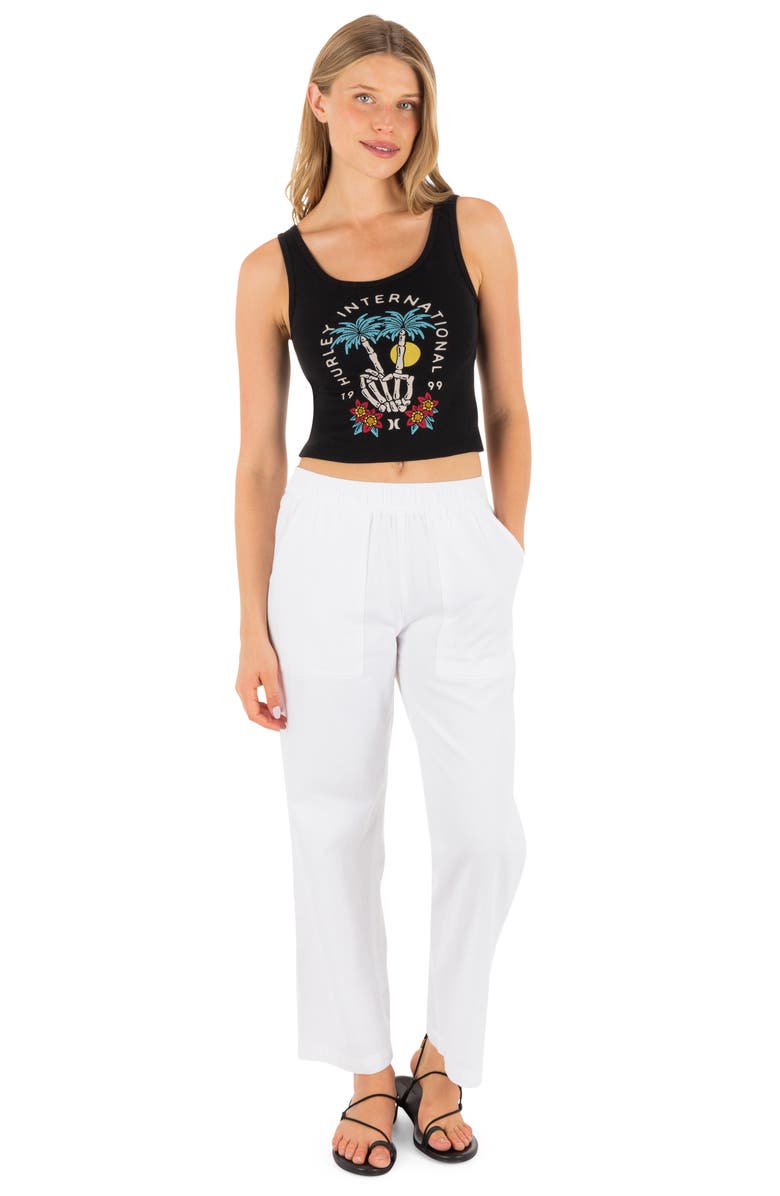 Hurley Peacebone Crop Cotton Graphic Tank, Alternate, color, Black