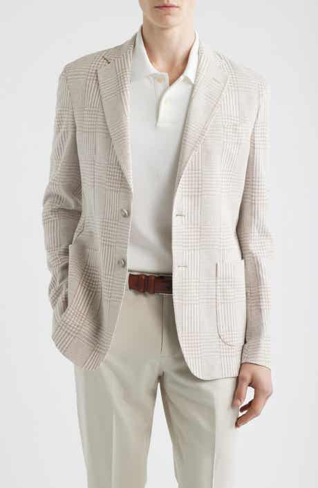 Prince of Wales Check Knit Cotton & Linen Sport Coat