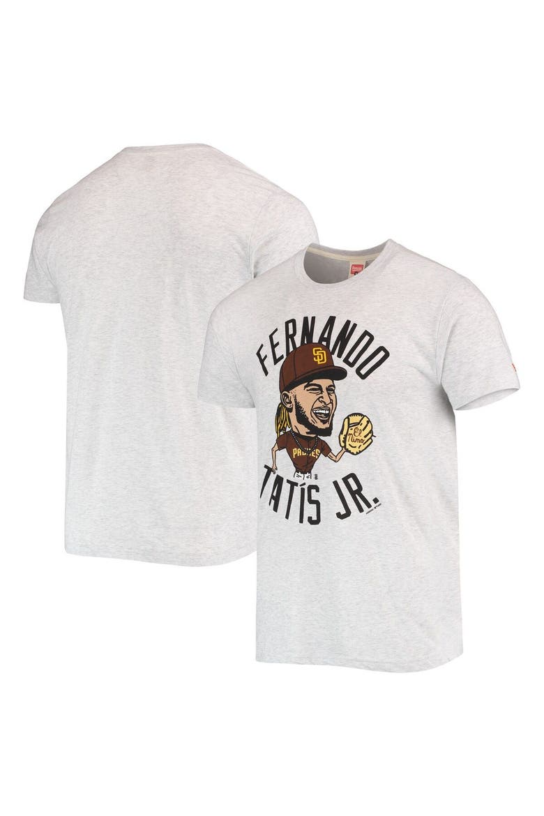 Men's Homage Fernando Tatis Jr. White San Diego Padres Caricature Tri-Blend T-Shirt, Main, color, White