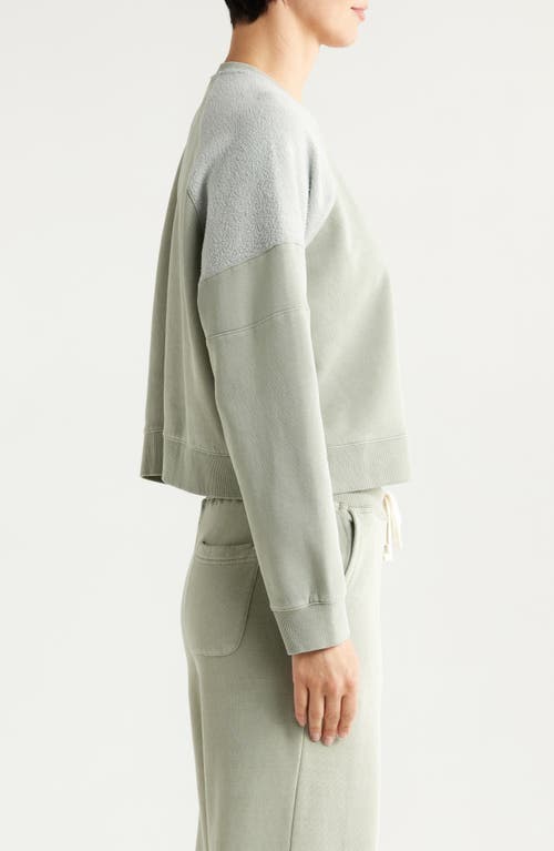 Marine Layer Cloud Nine Mixed Media Cotton Blend Crop Sweatshirt In Shadow