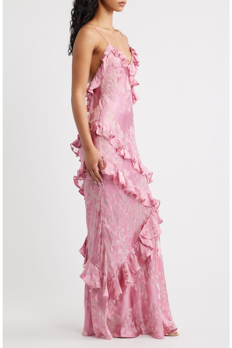 Dean Ruffle Sleeveless Satin Maxi Dress, Alternate, color, DUSTY ROSE