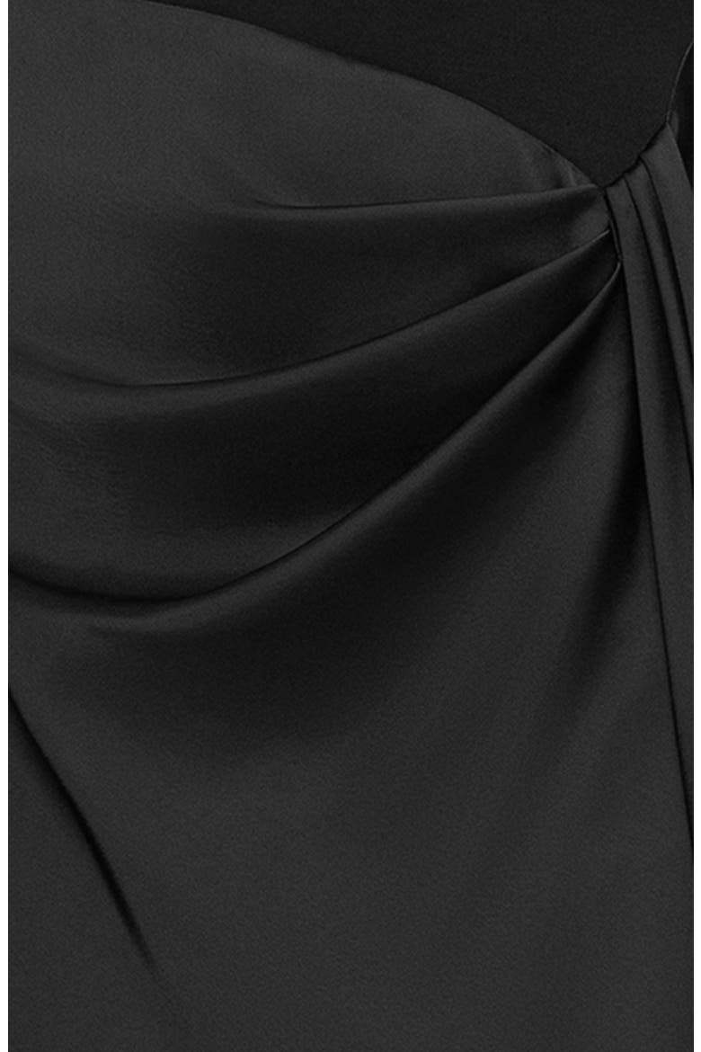 Mixed Media Satin Gown, Alternate, color, BLACK