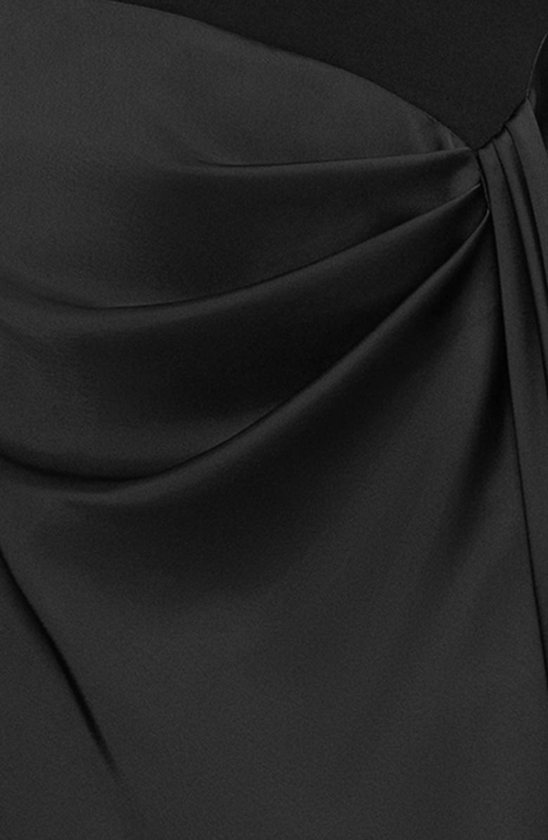 Betsy & Adam Mixed Media Satin Gown, Alternate, color, Black