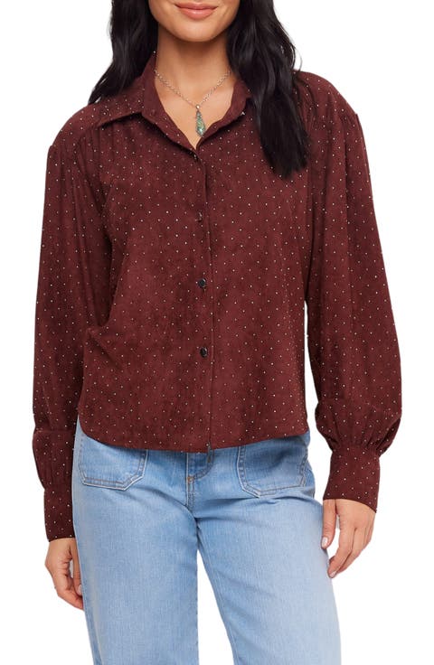 Embellished Faux Suede Shirt