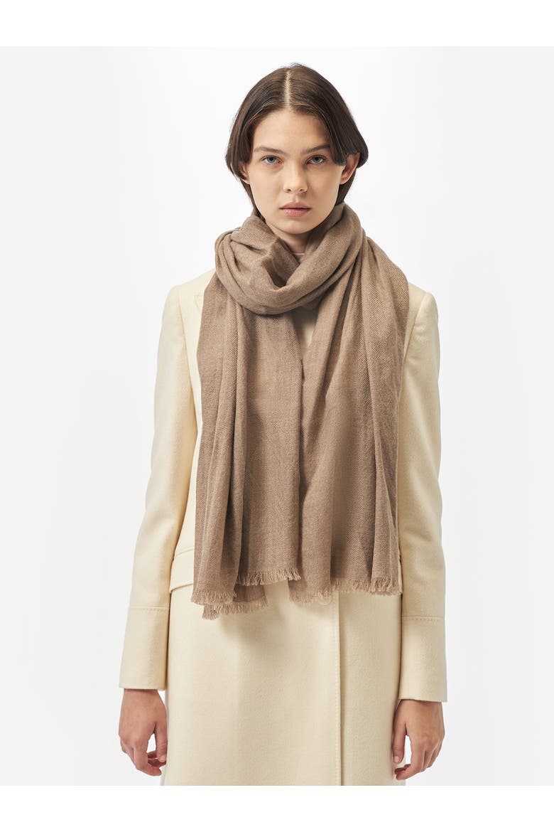 Lightweight Cashmere Woven Scarf, Alternate, color, taupe