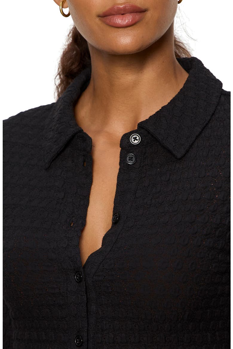 Dreamer Textured Bubble Knit Button-Up Shirt, Alternate, color, BLACK