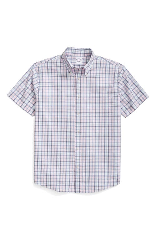 Brooks Brothers Friday Regular Fit Plaid Short Sleeve Cotton Poplin Button-down Shirt In Multi