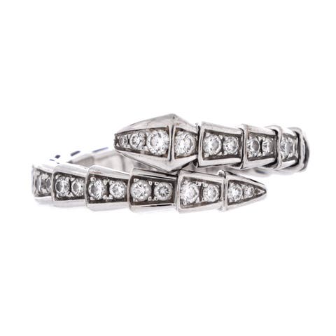 Serpenti Viper One-Coil Ring 18K White Gold and Pave Diamonds