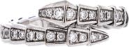Pre-Owned Bvlgari Serpenti Viper One-Coil Ring 18K White Gold and Pave Diamonds