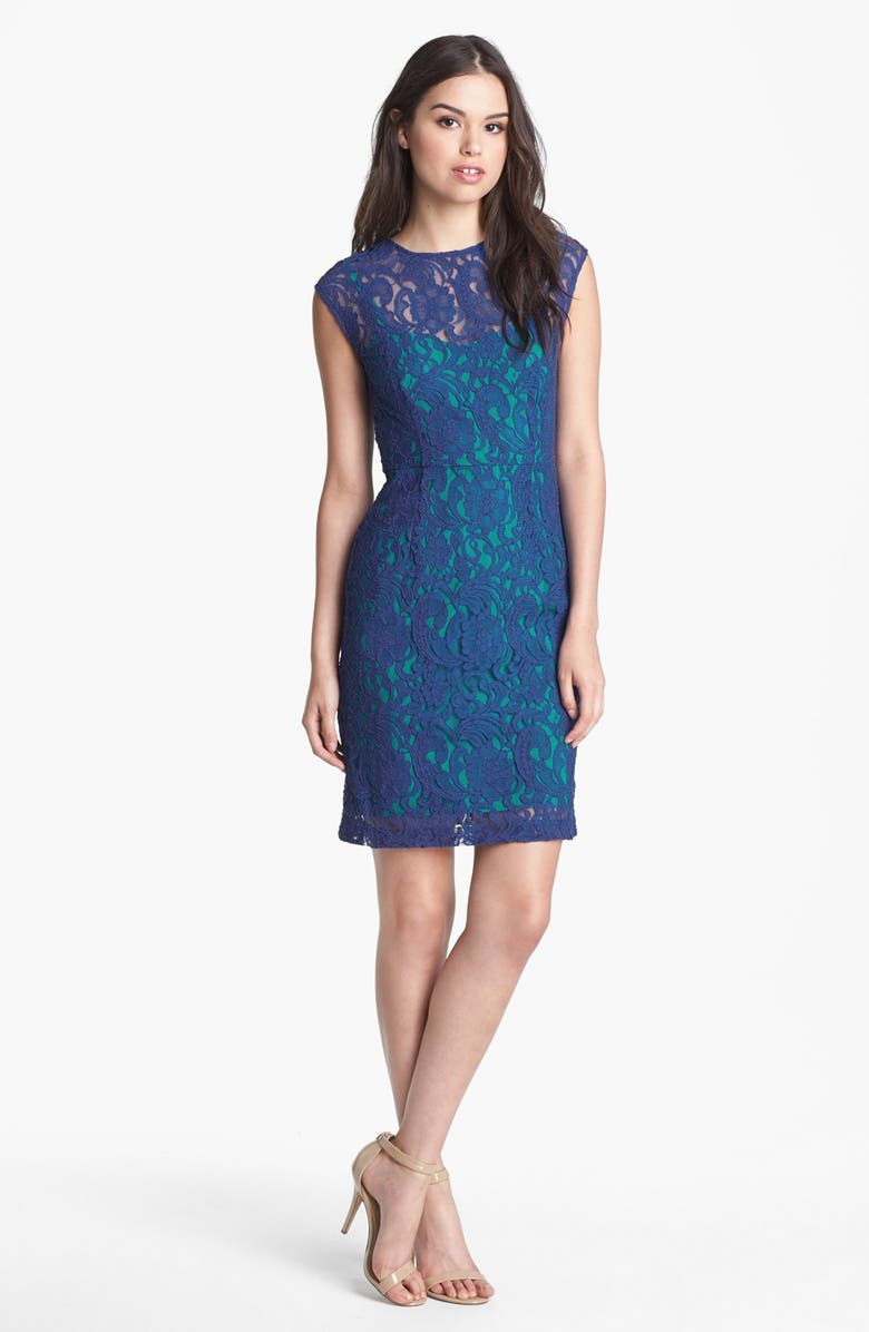Ivy & Blu Cap Sleeve Lace Dress, Alternate, color, 