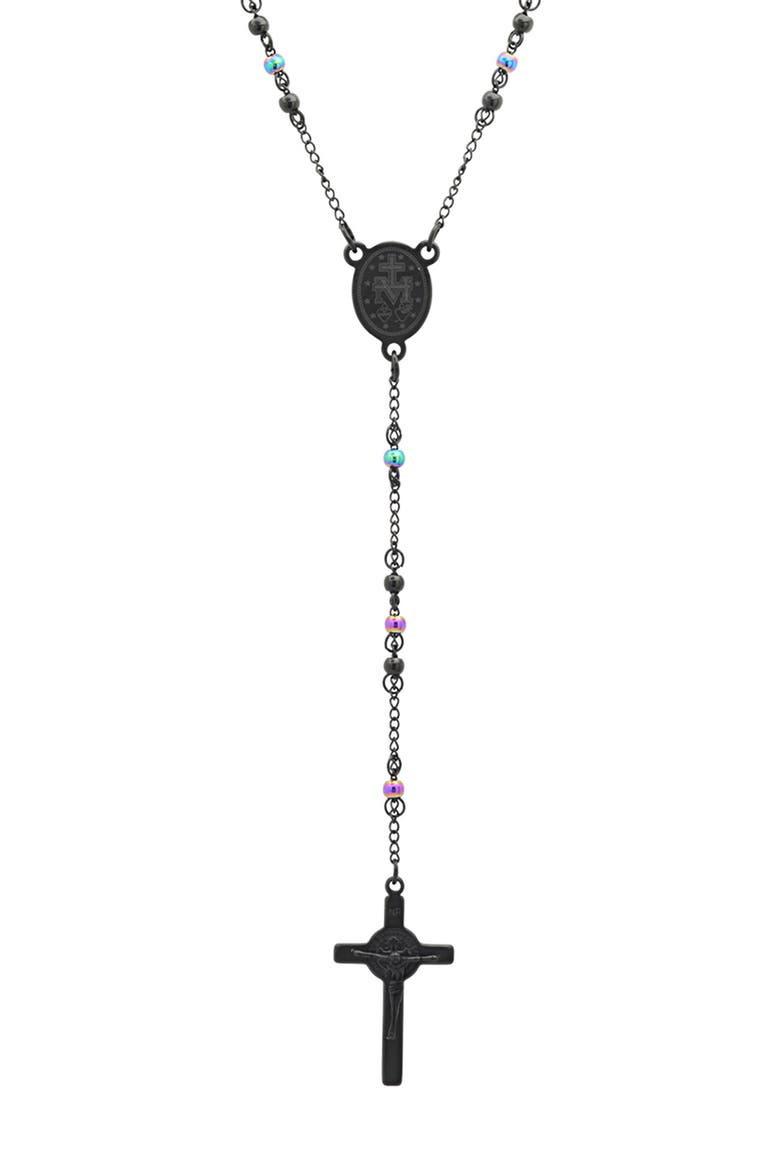 Two-Tone Stainless Steel Rosary, Main, color, BLACK