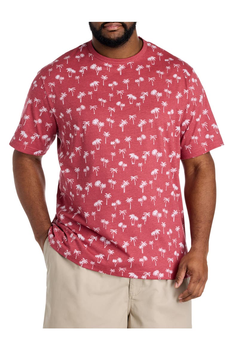 Big & Tall Moisture-Wicking Palm Print T-Shirt V2, Main, color, EARTH RED