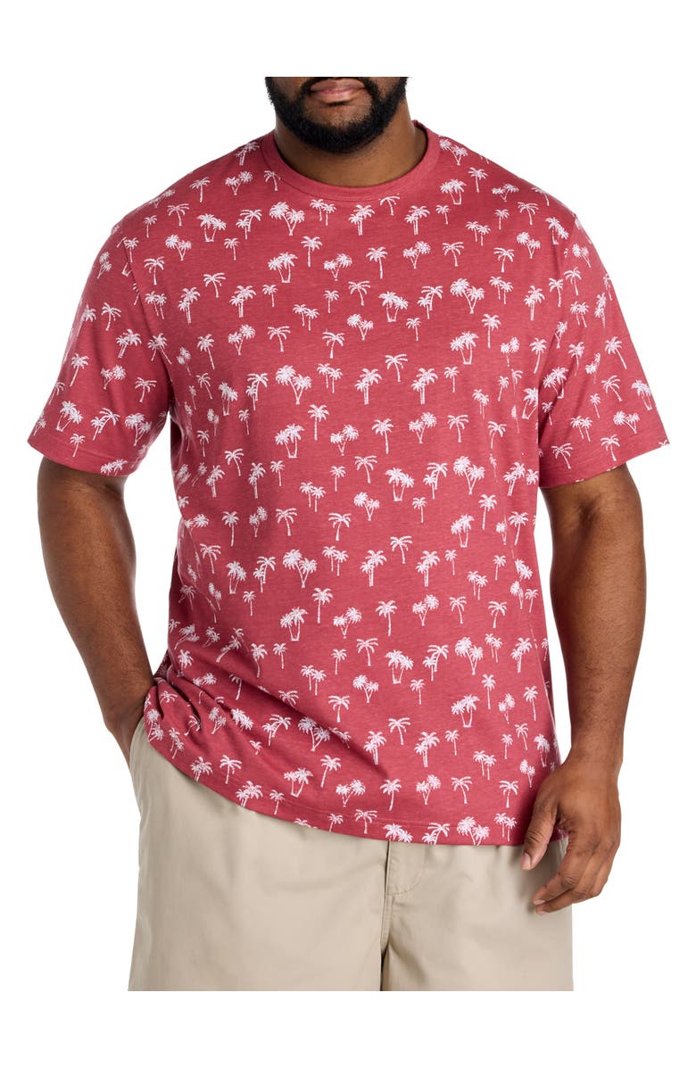 Harbor Bay by DXL Big & Tall Moisture-Wicking Palm Print T-Shirt V2, Main, color, Earth Red