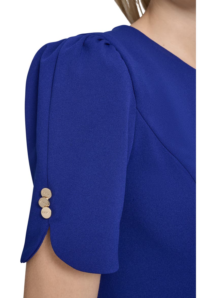 Button Trim Fit & Flare Midi Dress, Alternate, color, MARINE