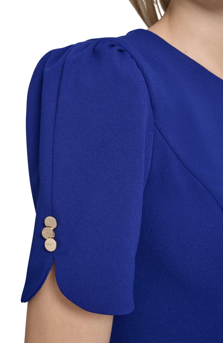DKNY Button Trim Fit & Flare Midi Dress, Alternate, color, Marine