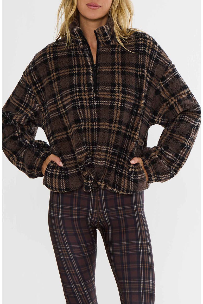 Leona Check Fleece Jacket, Main, color, CHOCOLATE BAR PLAID