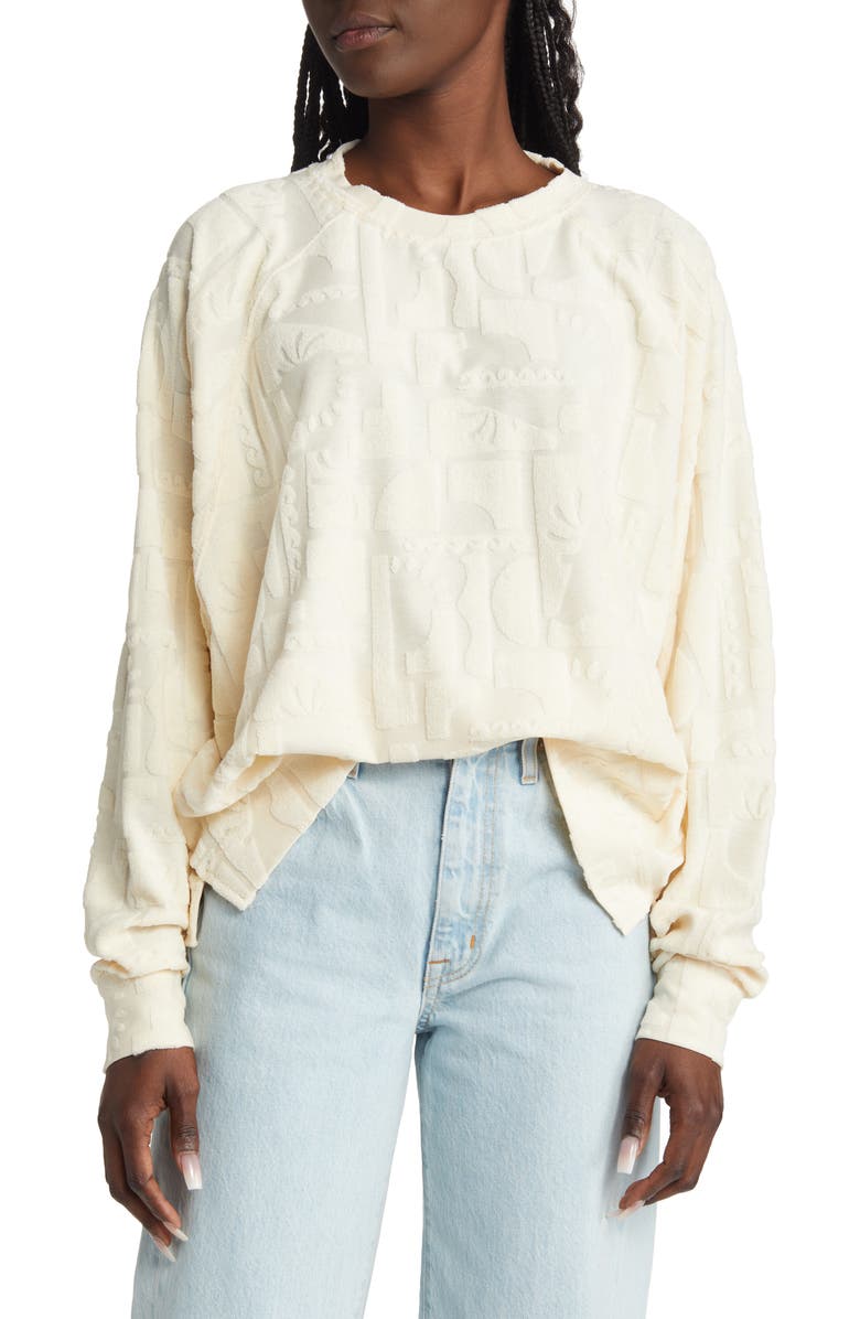 Rip Curl New Wave Cotton Blend Jacquard Sweatshirt, Main, color, 