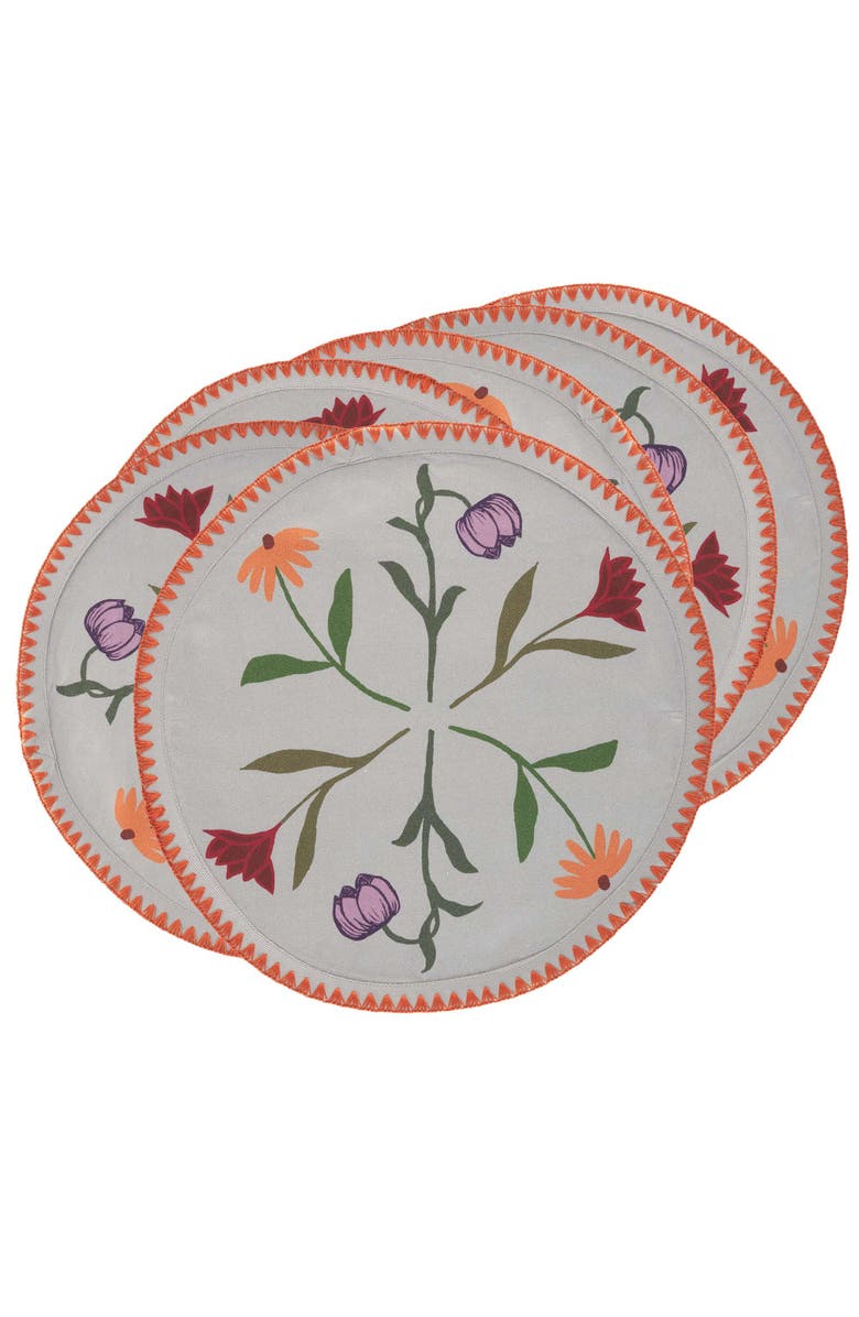 Sophie Williamson Design Round Placemats Picnic on the Meadow - Set of 6, Alternate, color, White