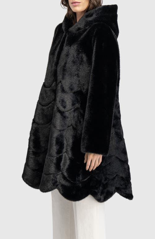 Lyla Grant Faux Fur Mink Reversible Parka Coat In Black