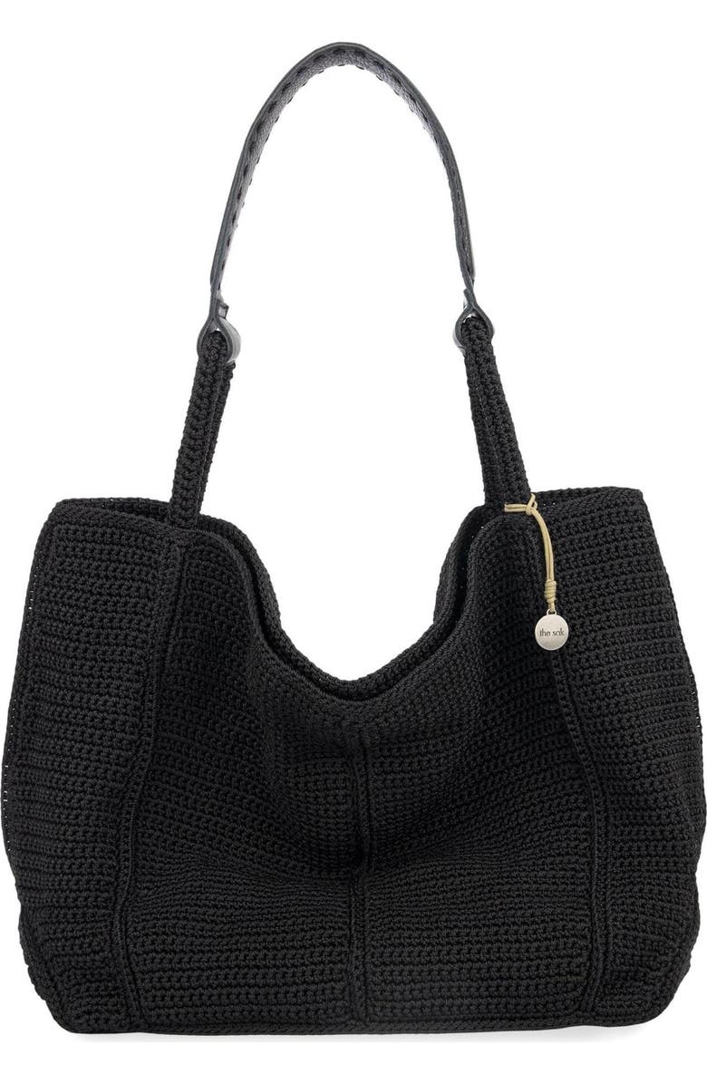 The Sak Los Feliz Large Tote Leather Bag, Main, color, Black Crochet