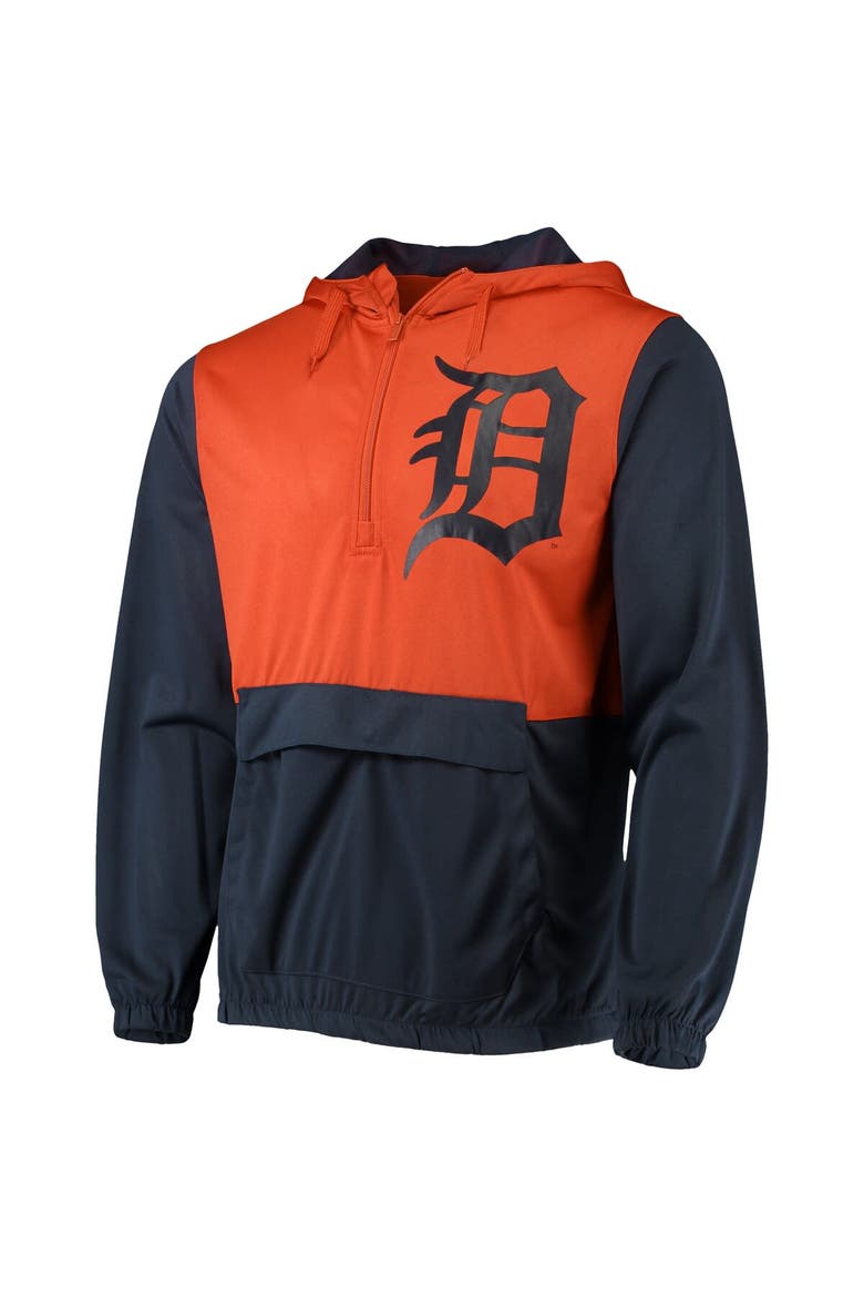 Men's Stitches Navy/Orange Detroit Tigers Anorak Hoodie Half-Zip Jacket, Alternate, color, Navy