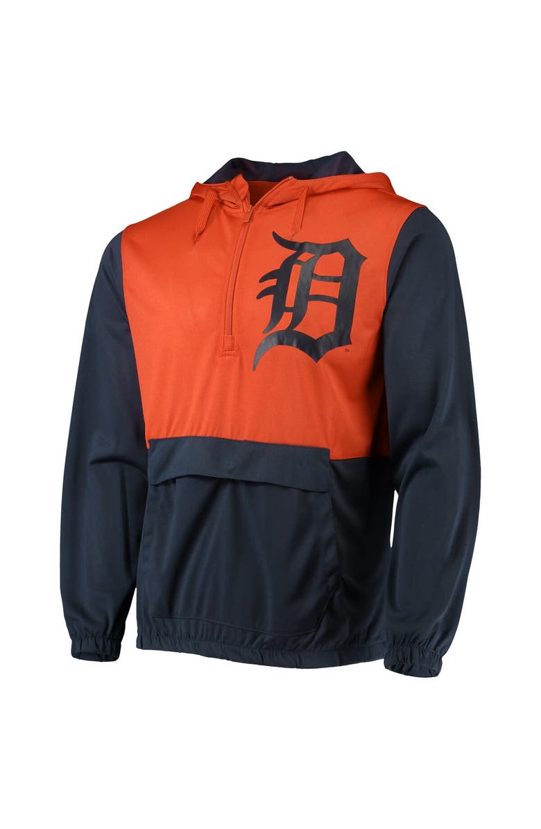 STITCHES Men's Stitches Navy/Orange Detroit Tigers Anorak Hoodie Half-Zip Jacket, Alternate, color,